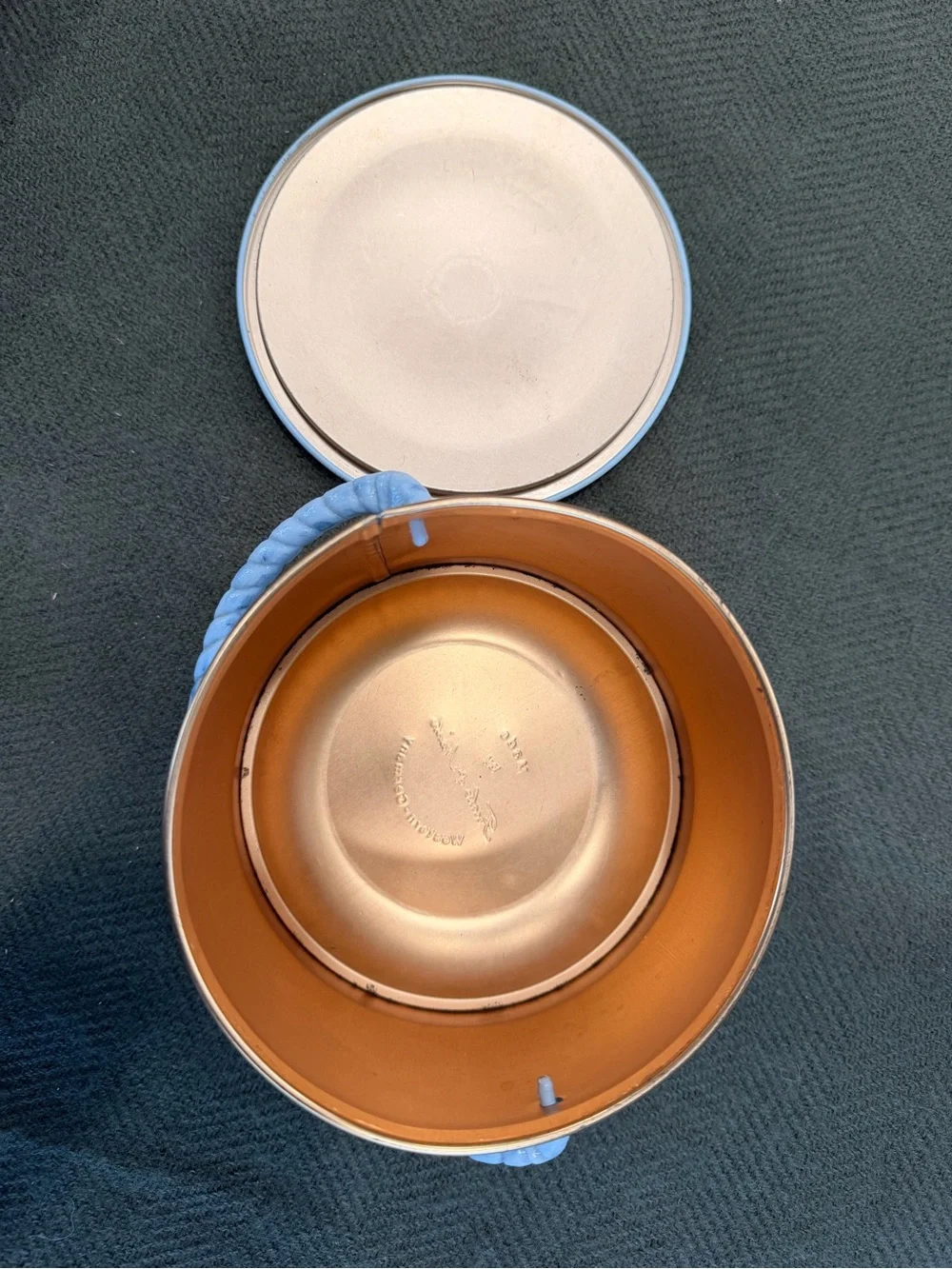 Vintage Blue and White Fricke & Nacke Chinoiserie Tin with Lid and Handle